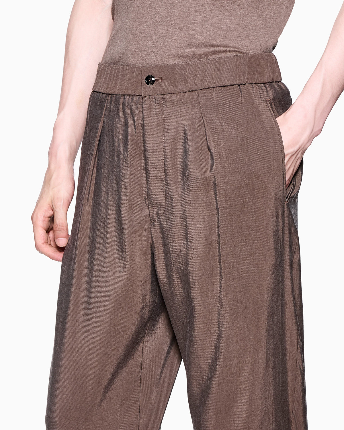 Trousers regular fit in washed silk blend
