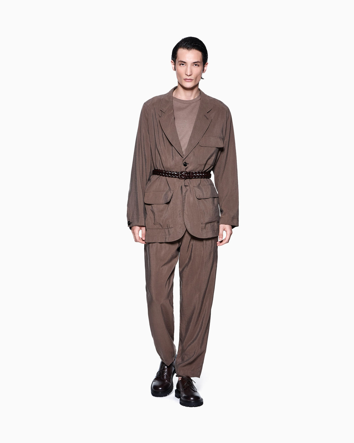 Trousers regular fit in washed silk blend