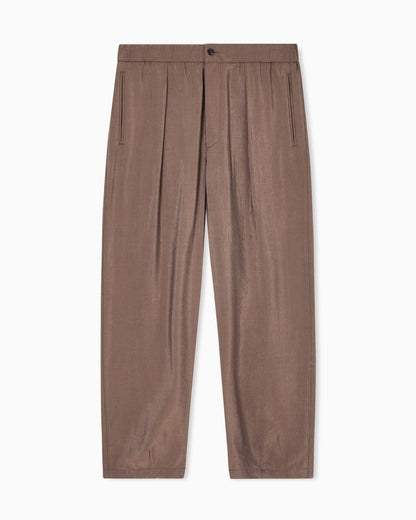 Trousers regular fit in washed silk blend