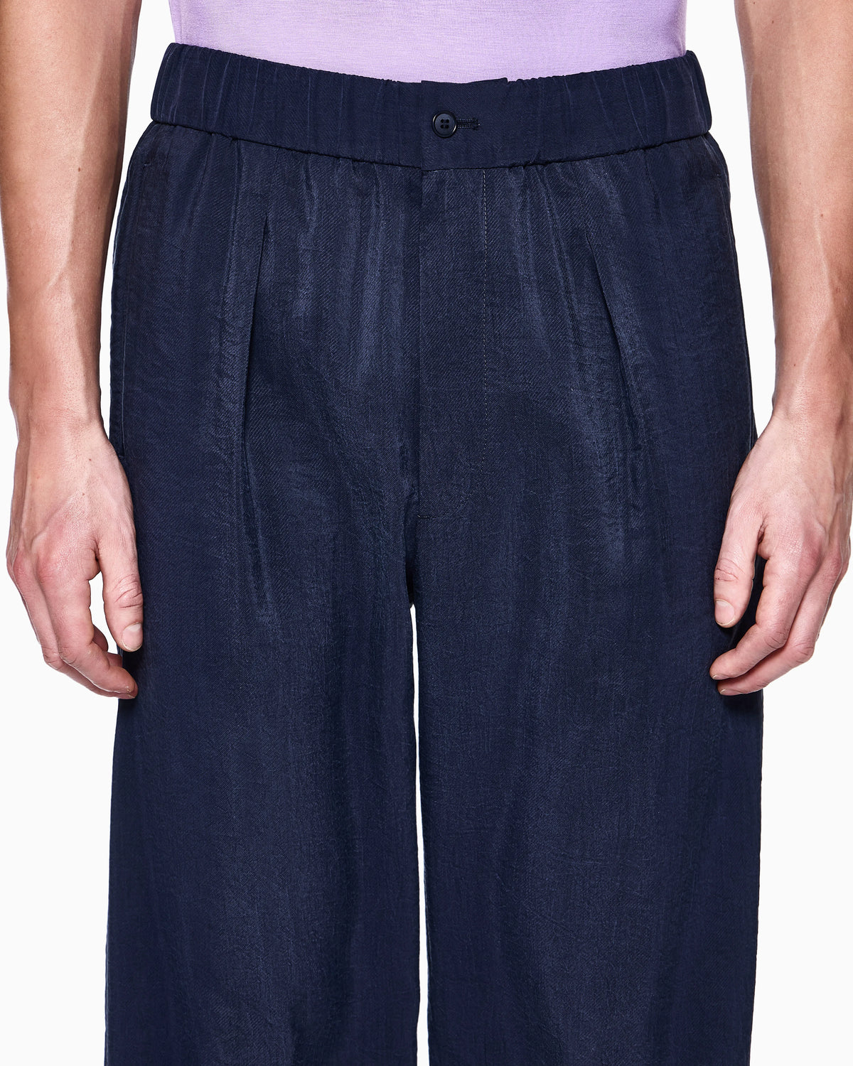Trousers regular fit in washed silk blend