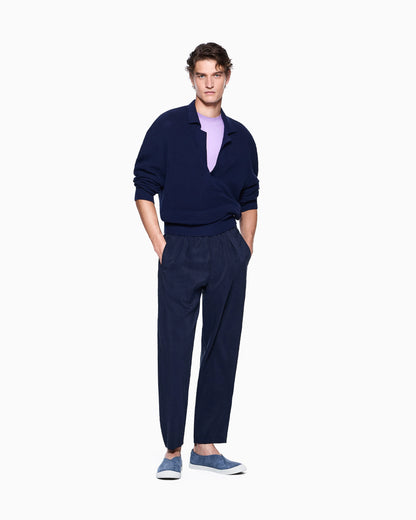 Trousers regular fit in washed silk blend