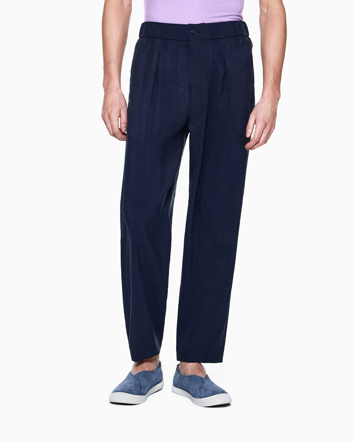 Trousers regular fit in washed silk blend