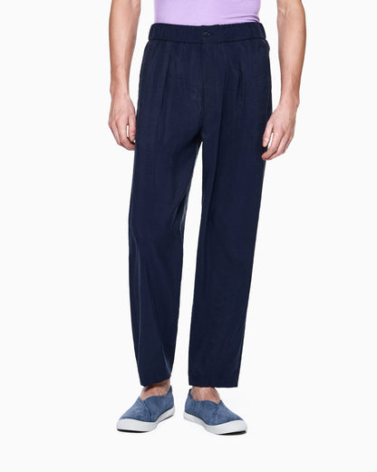 Trousers regular fit in washed silk blend