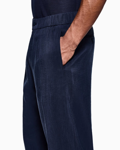 Trousers regular fit in washed silk blend