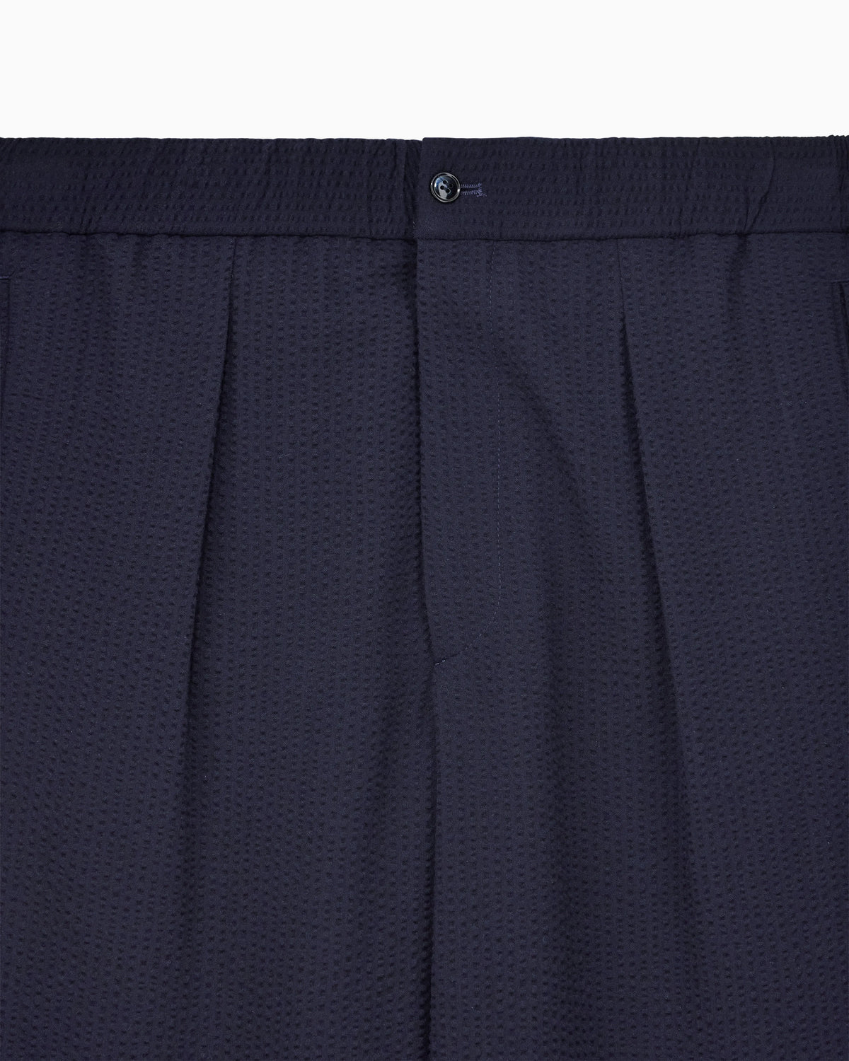 Single-pleat, virgin wool and cashmere seersucker trousers
