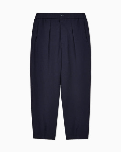 Single-pleat, virgin wool and cashmere seersucker trousers
