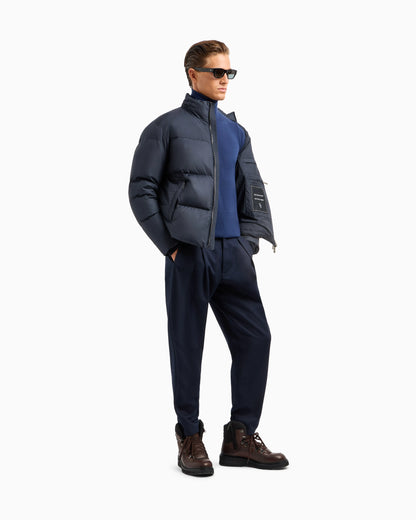 Bomber jacket with goose-down padding