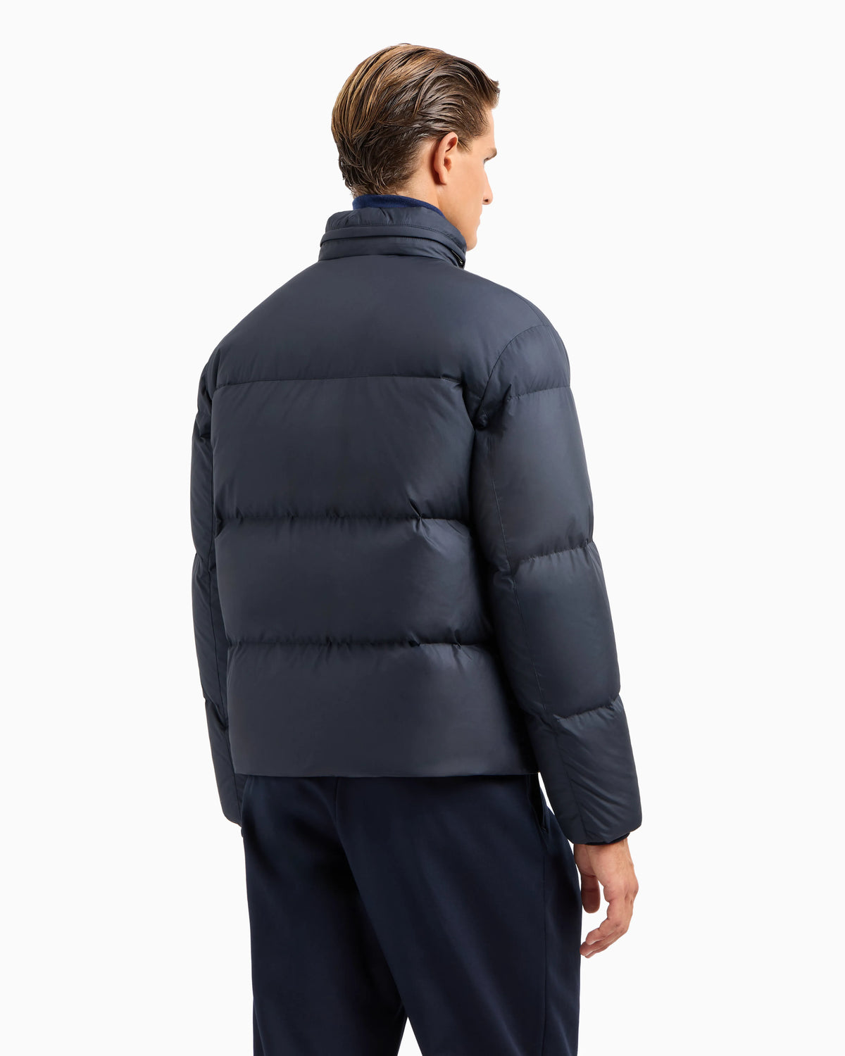Bomber jacket with goose-down padding