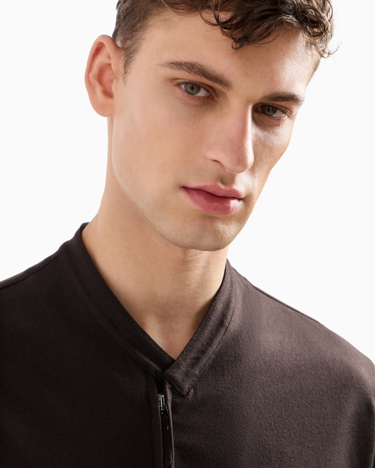 Cashmere drap zip-up shirt-jacket