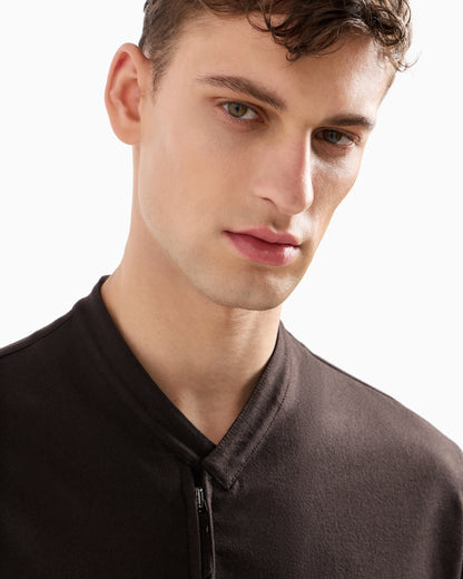 Cashmere drap zip-up shirt-jacket