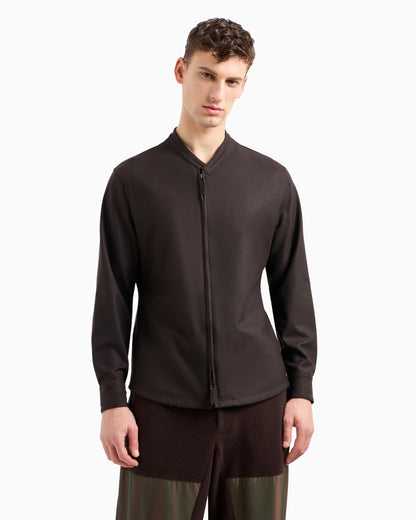 Cashmere drap zip-up shirt-jacket
