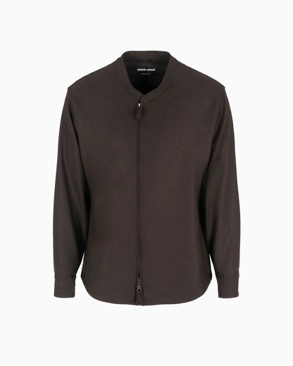 Cashmere drap zip-up shirt-jacket