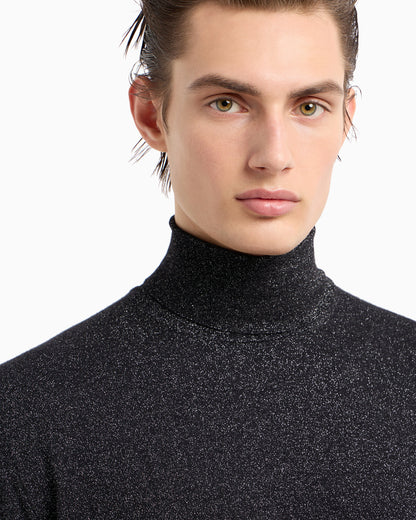 Giorgio’s rollneck jumper in cashmere, silk and lurex