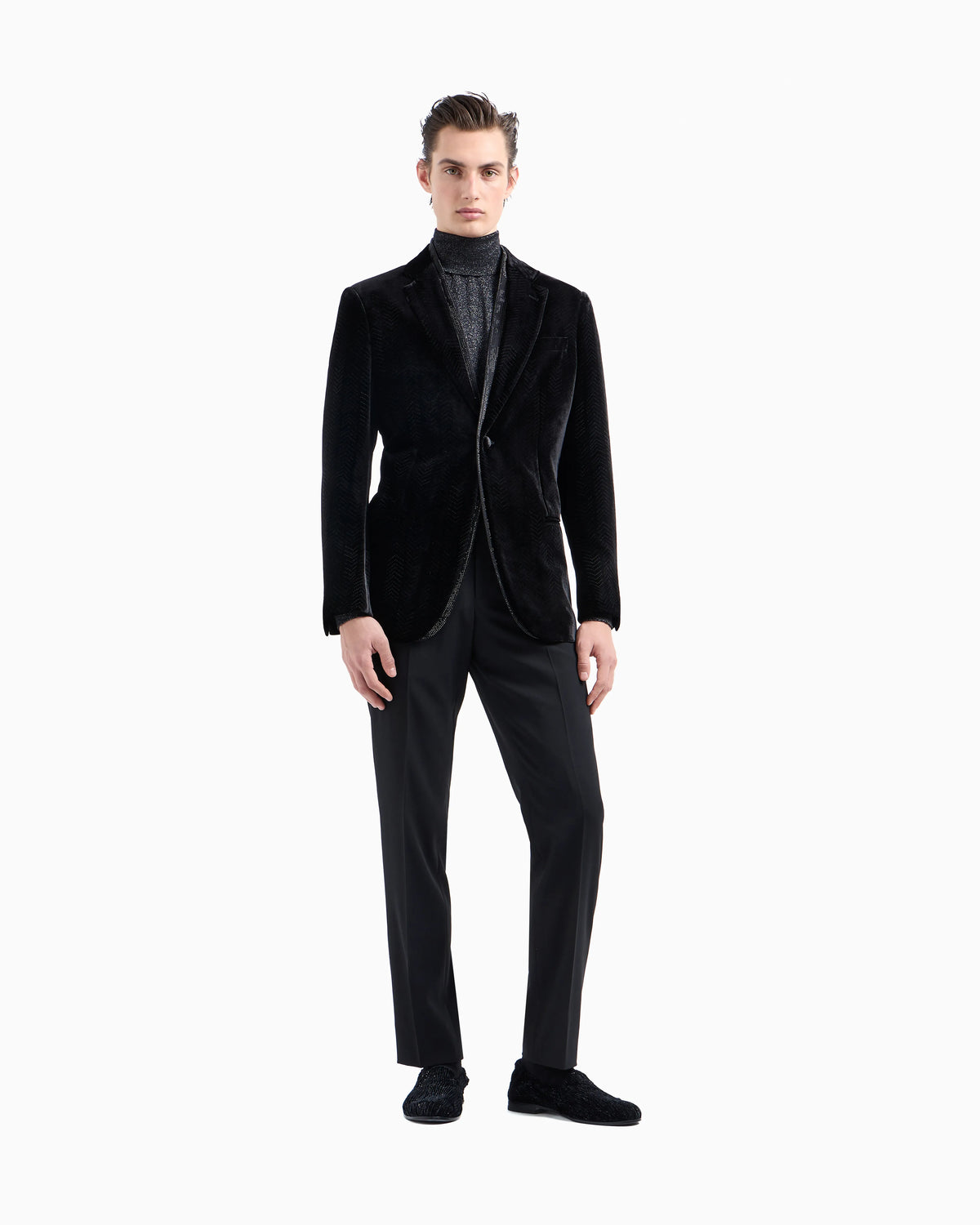 Giorgio’s rollneck jumper in cashmere, silk and lurex