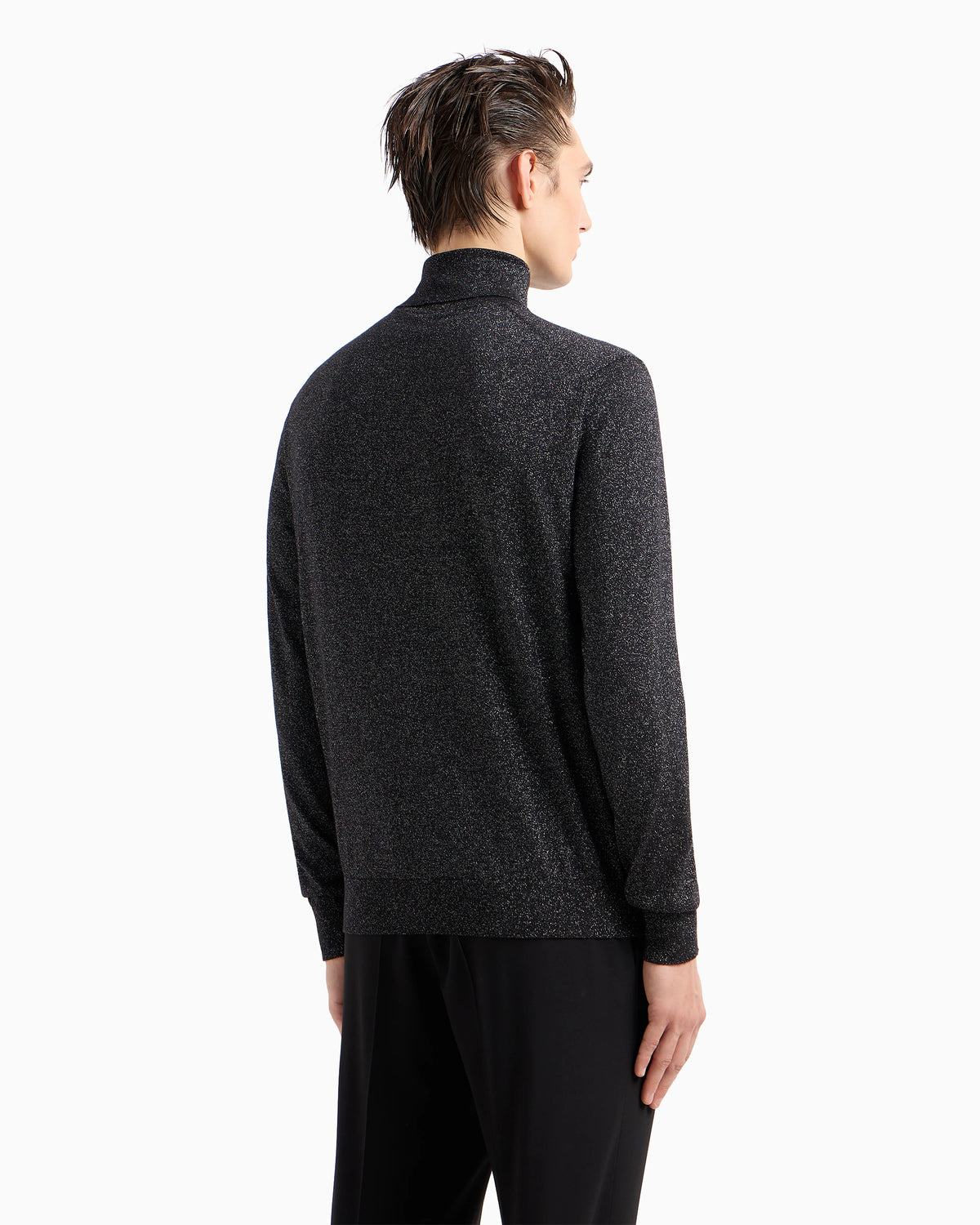 Giorgio’s rollneck jumper in cashmere, silk and lurex
