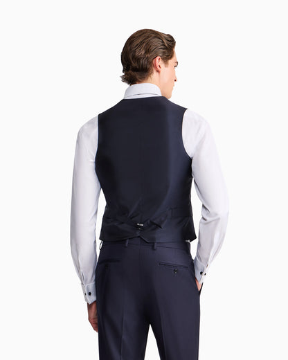 Single-breasted pinstripe vest in pure virgin wool