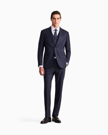 Single-breasted pinstripe vest in pure virgin wool