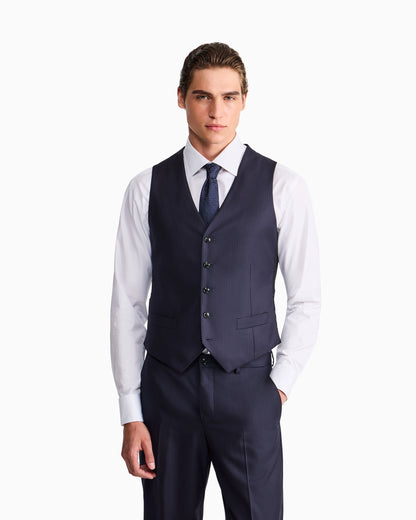 Single-breasted pinstripe vest in pure virgin wool