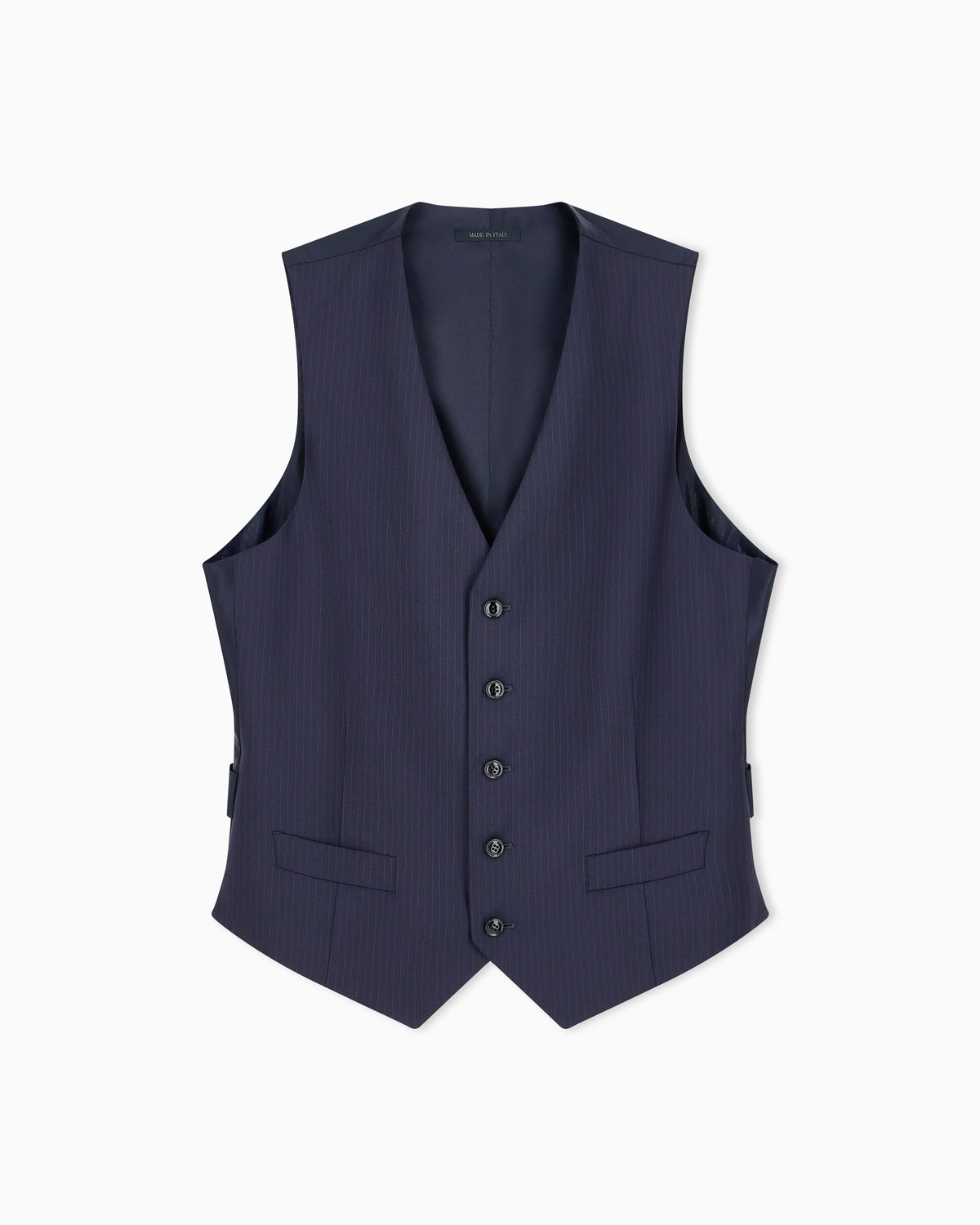 Single-breasted pinstripe vest in pure virgin wool
