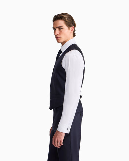 Single-breasted pinstripe vest in pure virgin wool