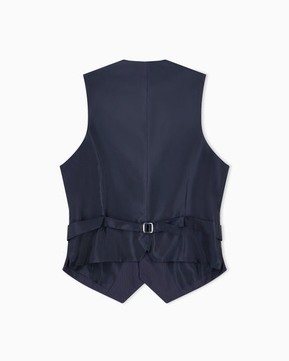 Single-breasted pinstripe vest in pure virgin wool