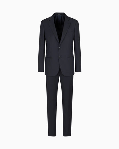Soho line single-breasted suit in a virgin wool canneté-effect jacquard weave