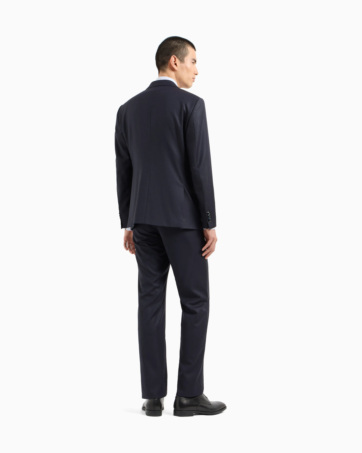 Soho line single-breasted suit in a virgin wool canneté-effect jacquard weave