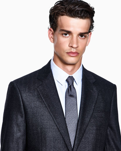 Soho Line Single-breasted suit in chevron virgin wool and cashmere