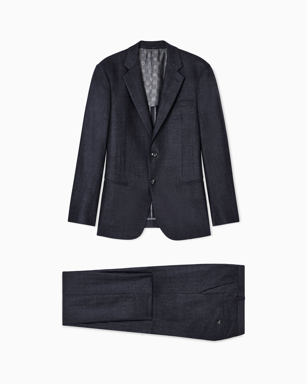Soho Line Single-breasted suit in chevron virgin wool and cashmere