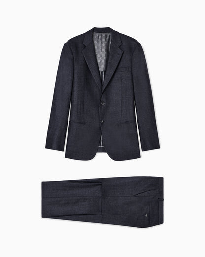 Soho Line Single-breasted suit in chevron virgin wool and cashmere