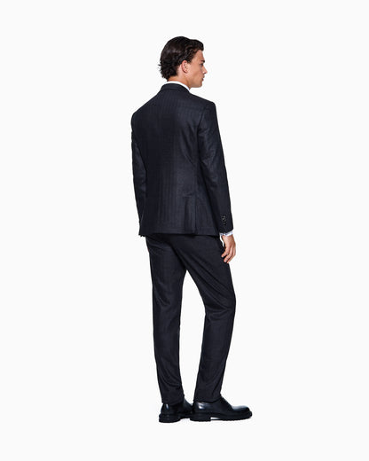 Soho Line Single-breasted suit in chevron virgin wool and cashmere