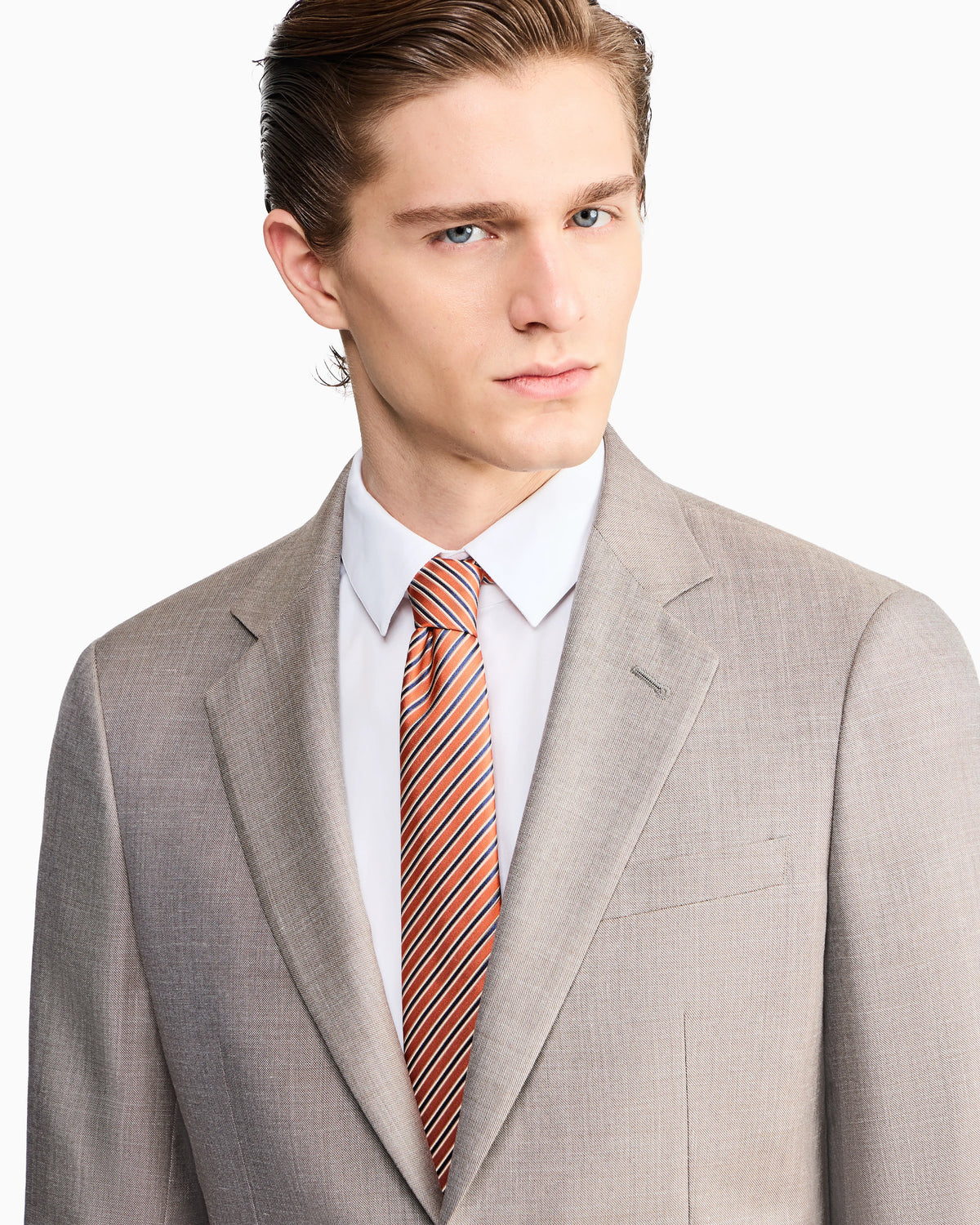 Soho Line single-breasted suit in wool, silk and linen grisaille