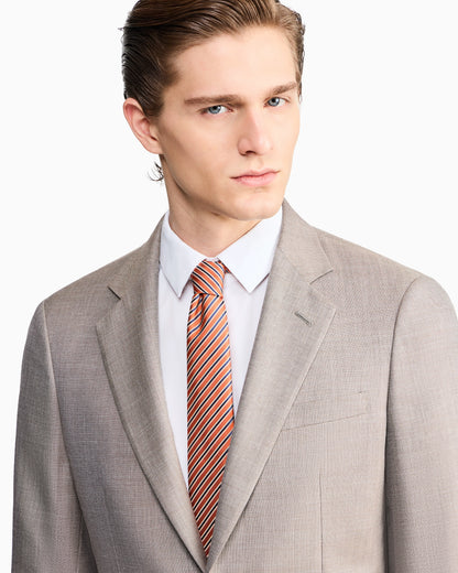 Soho Line single-breasted suit in wool, silk and linen grisaille