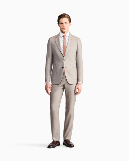 Soho Line single-breasted suit in wool, silk and linen grisaille