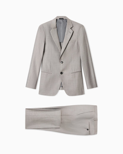 Soho Line single-breasted suit in wool, silk and linen grisaille