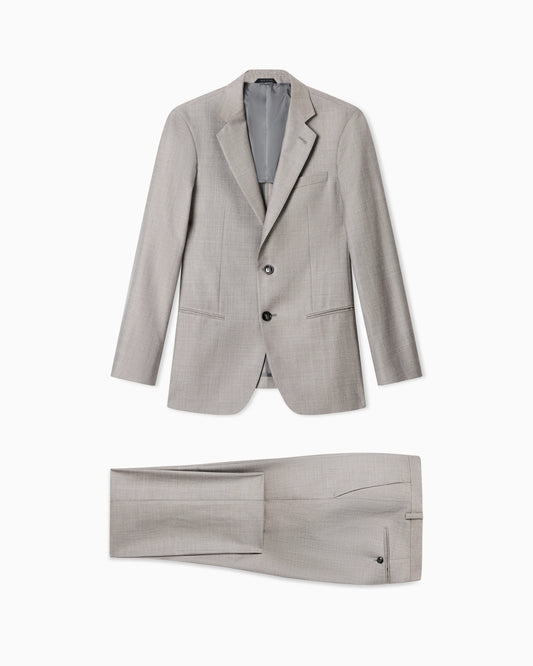 Soho Line single-breasted suit in wool, silk and linen grisaille