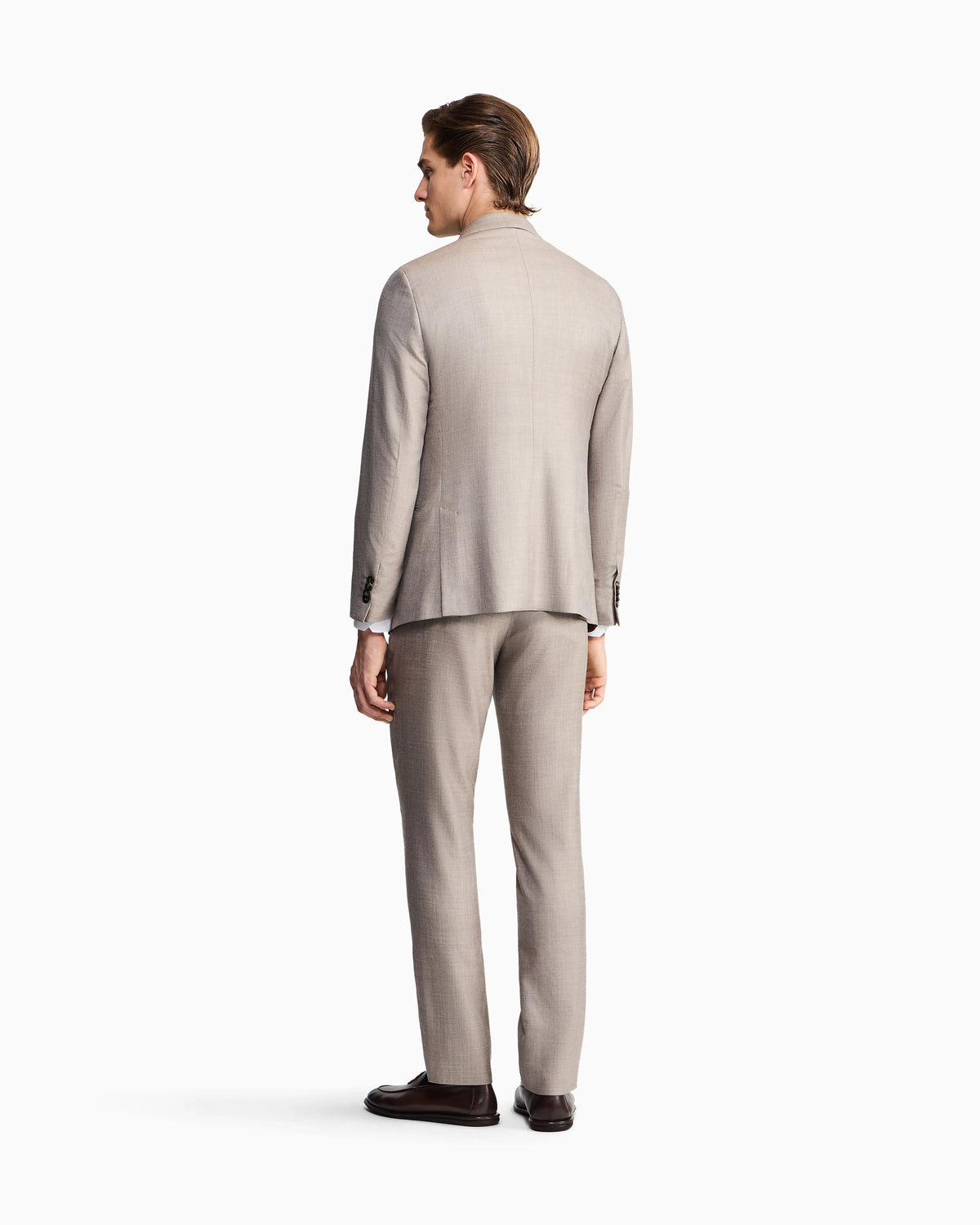 Soho Line single-breasted suit in wool, silk and linen grisaille