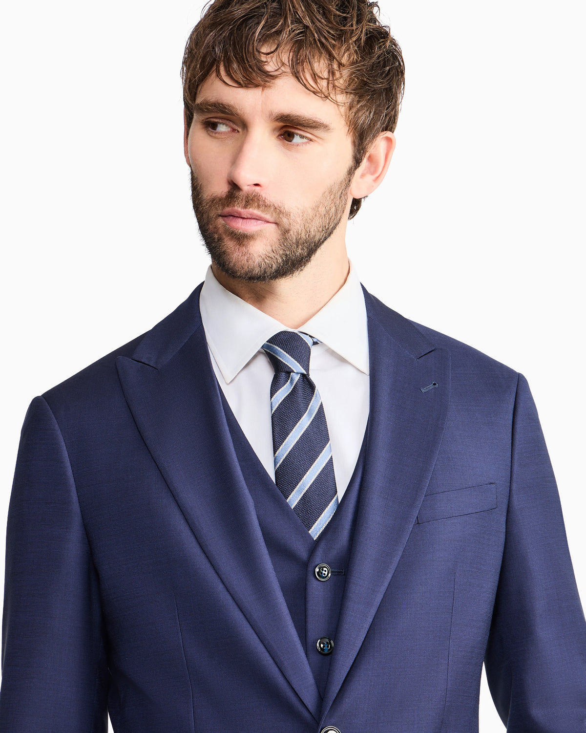 Soho Line, single-breasted, micro-armure wool suit