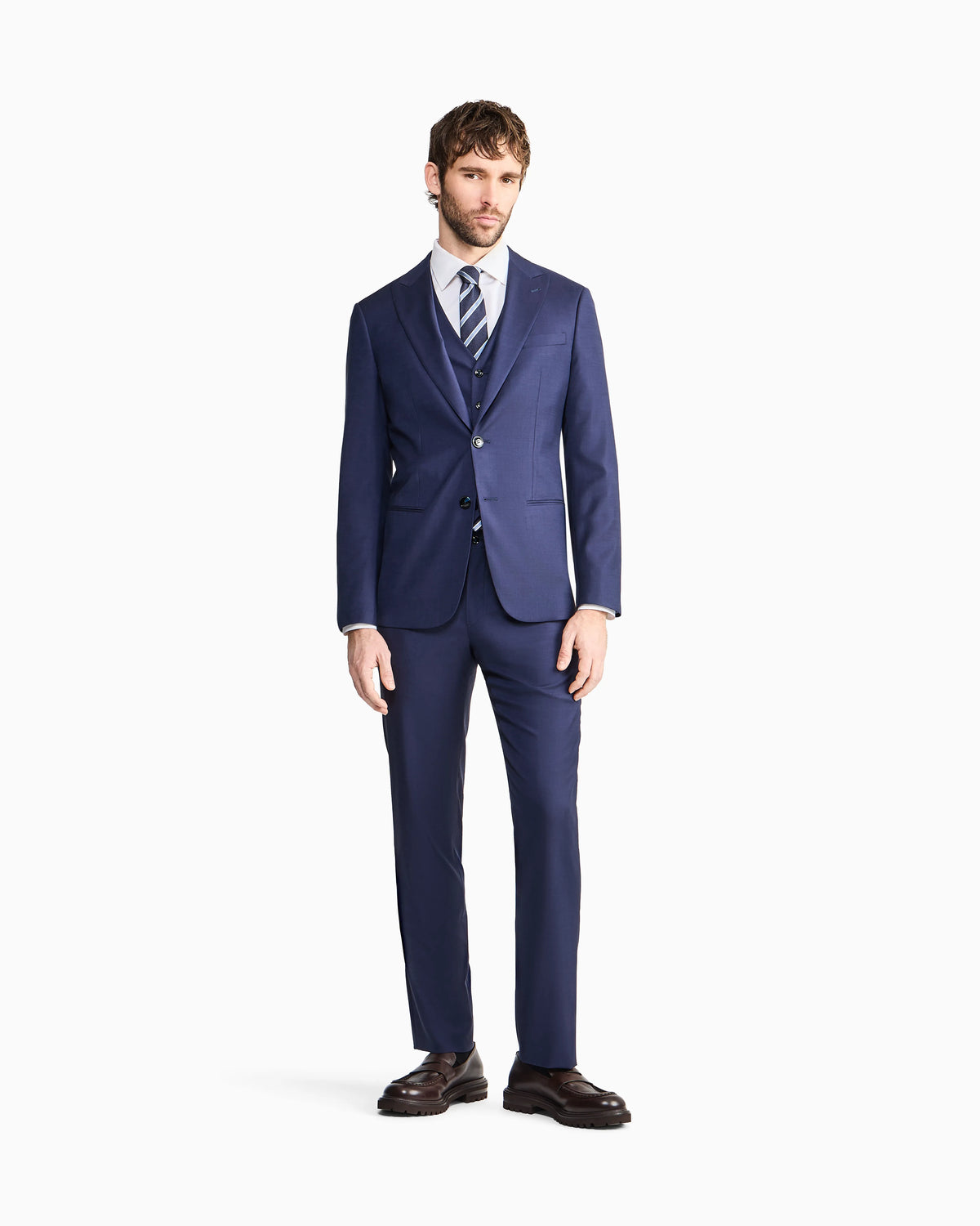 Soho Line, single-breasted, micro-armure wool suit