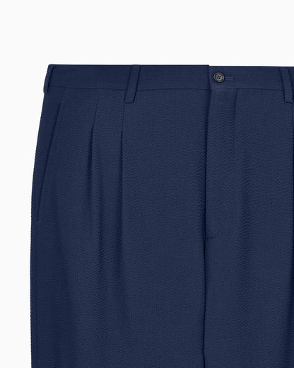 Wool seersucker double-pleat trousers