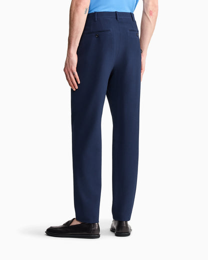Wool seersucker double-pleat trousers