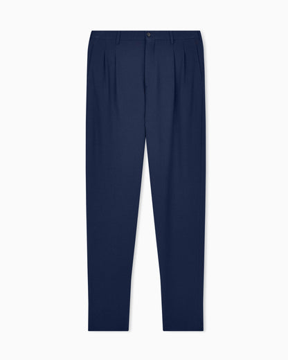 Wool seersucker double-pleat trousers