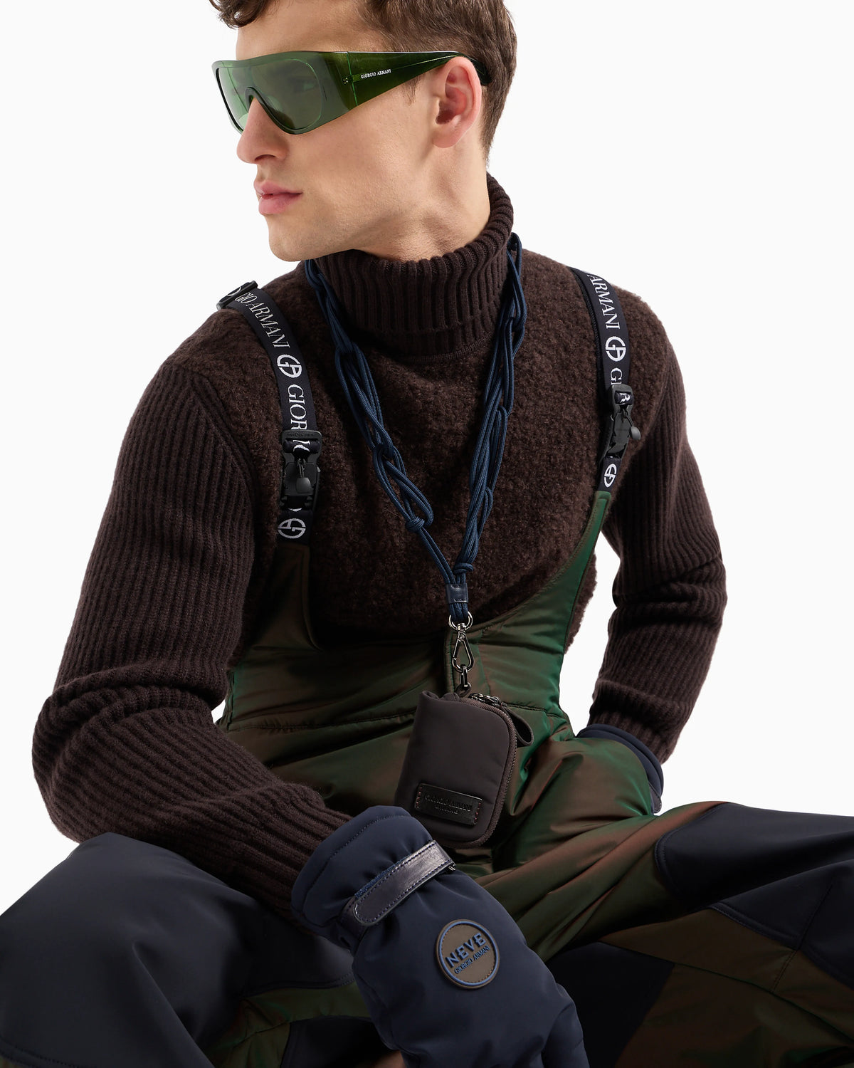 Mock-neck jumper in bouclé cashmere, wool and silk