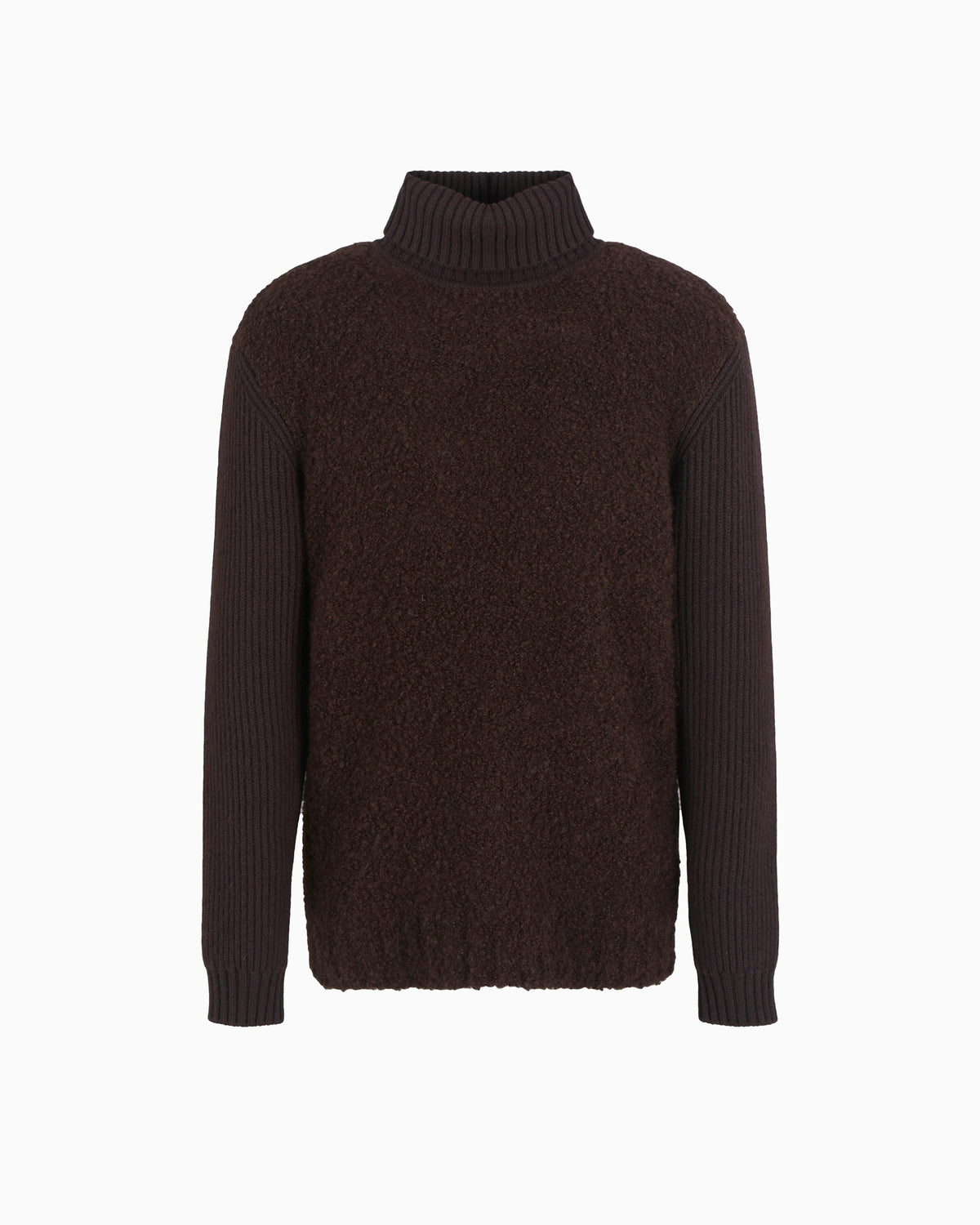 Mock-neck jumper in bouclé cashmere, wool and silk