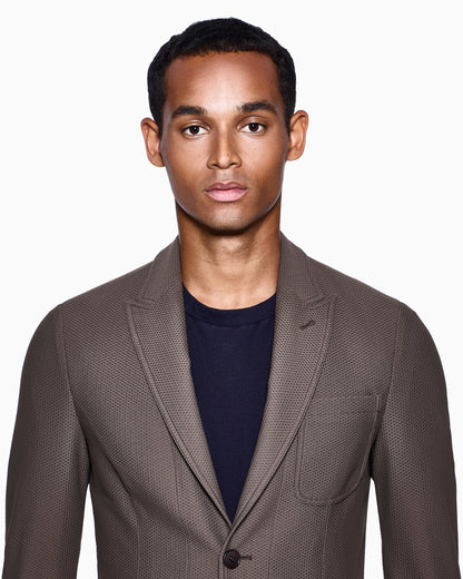Single-breasted jacket in technical waffle fabric