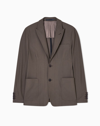 Single-breasted jacket in technical waffle fabric