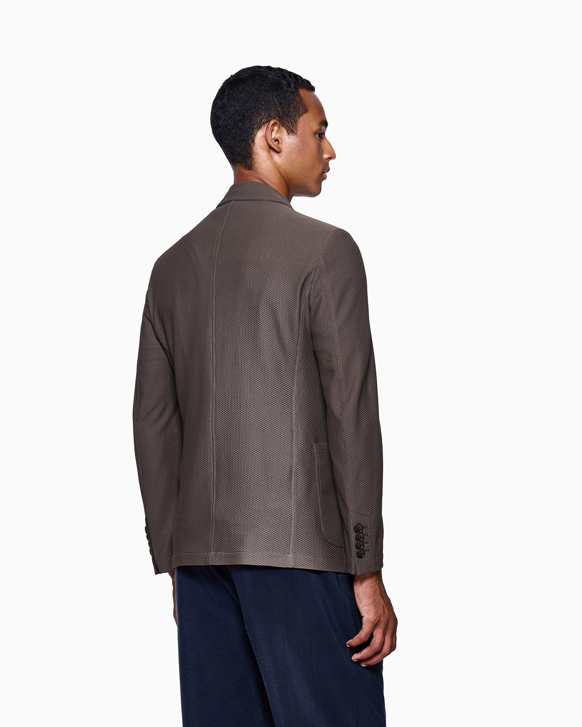 Single-breasted jacket in technical waffle fabric
