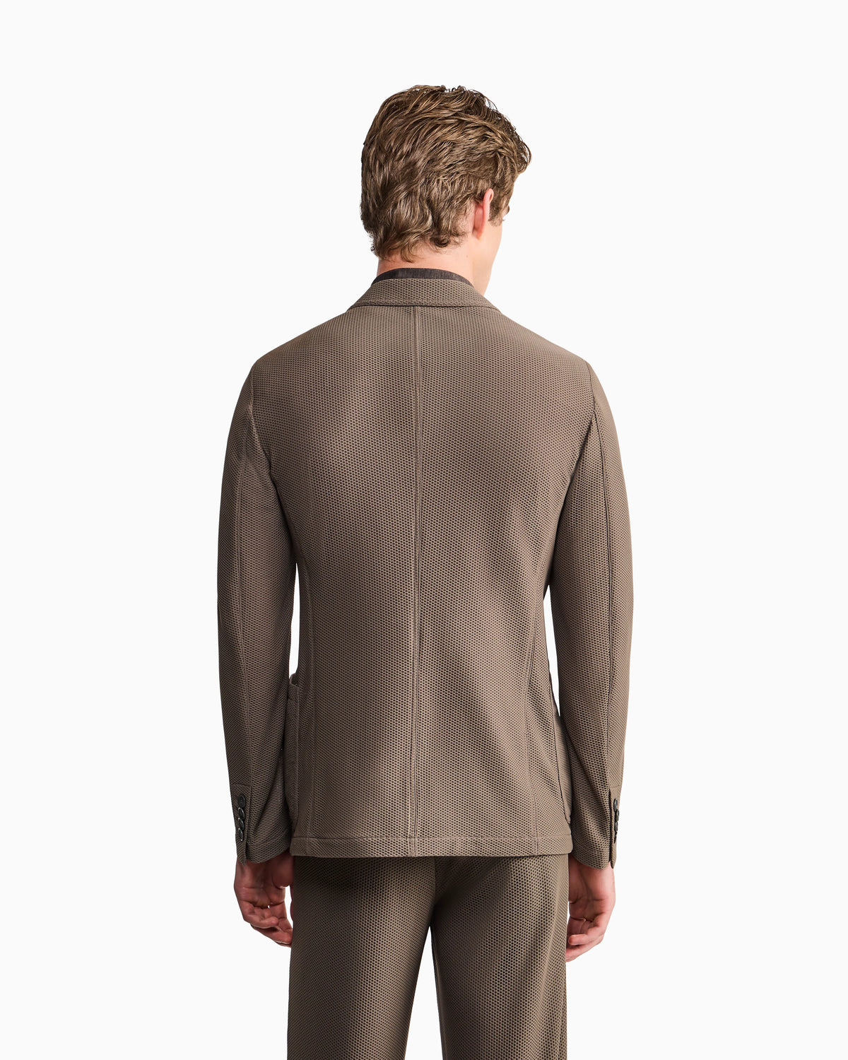 Single-breasted jacket in technical waffle fabric