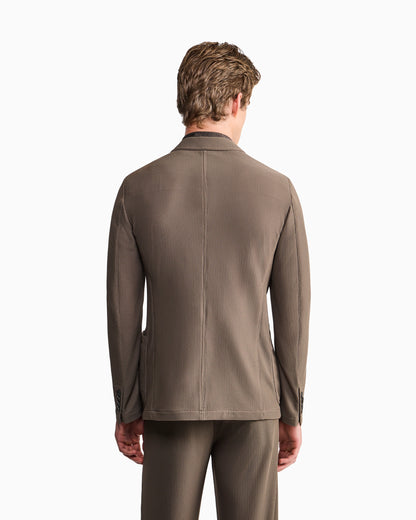 Single-breasted jacket in technical waffle fabric