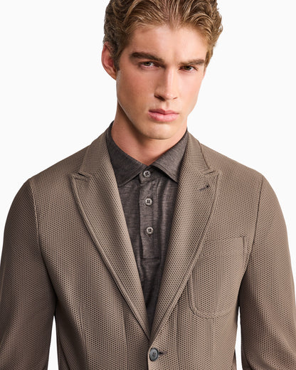 Single-breasted jacket in technical waffle fabric